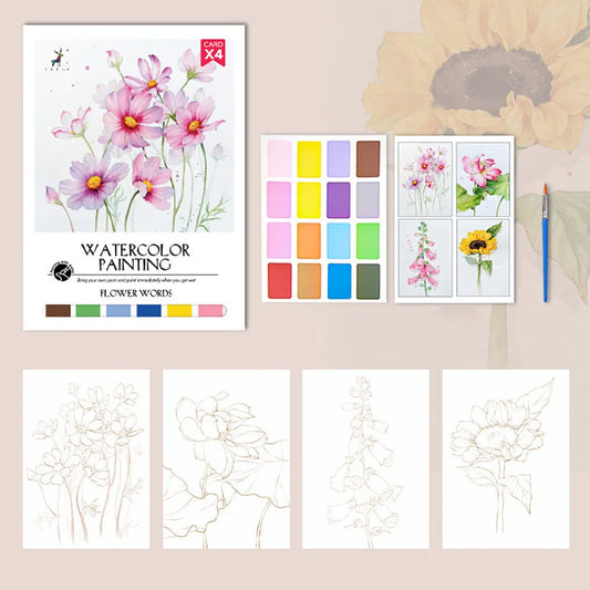 Large Size Watercolor Coloring Notebook, Drawing Paper, Coloring Drawing Notebook, DIY Decompression Drawing Notebook