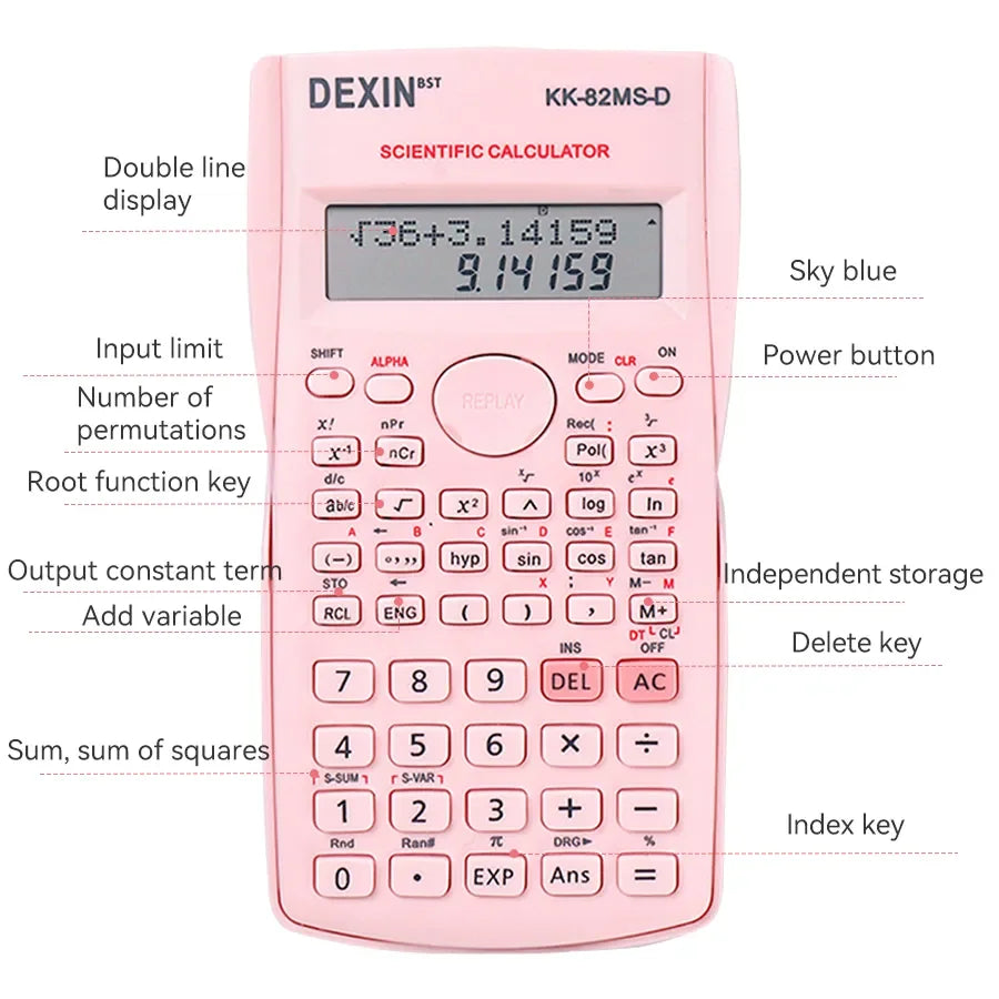 Portable Dual Row Screen Multi-Functional Scientific Function Calculator Essential Stationery for School And Office Supplies