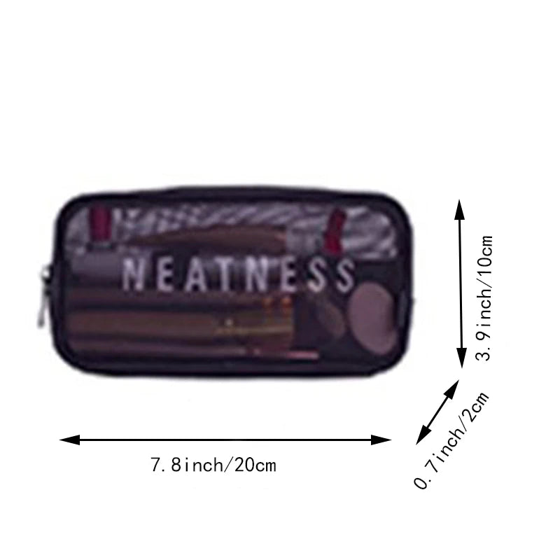 Makeup Brush Travel Case Cosmetic Toiletry Bag Organizer for Men Women Beauty Tools Mesh Kit Pouch Wash Storage Accessories