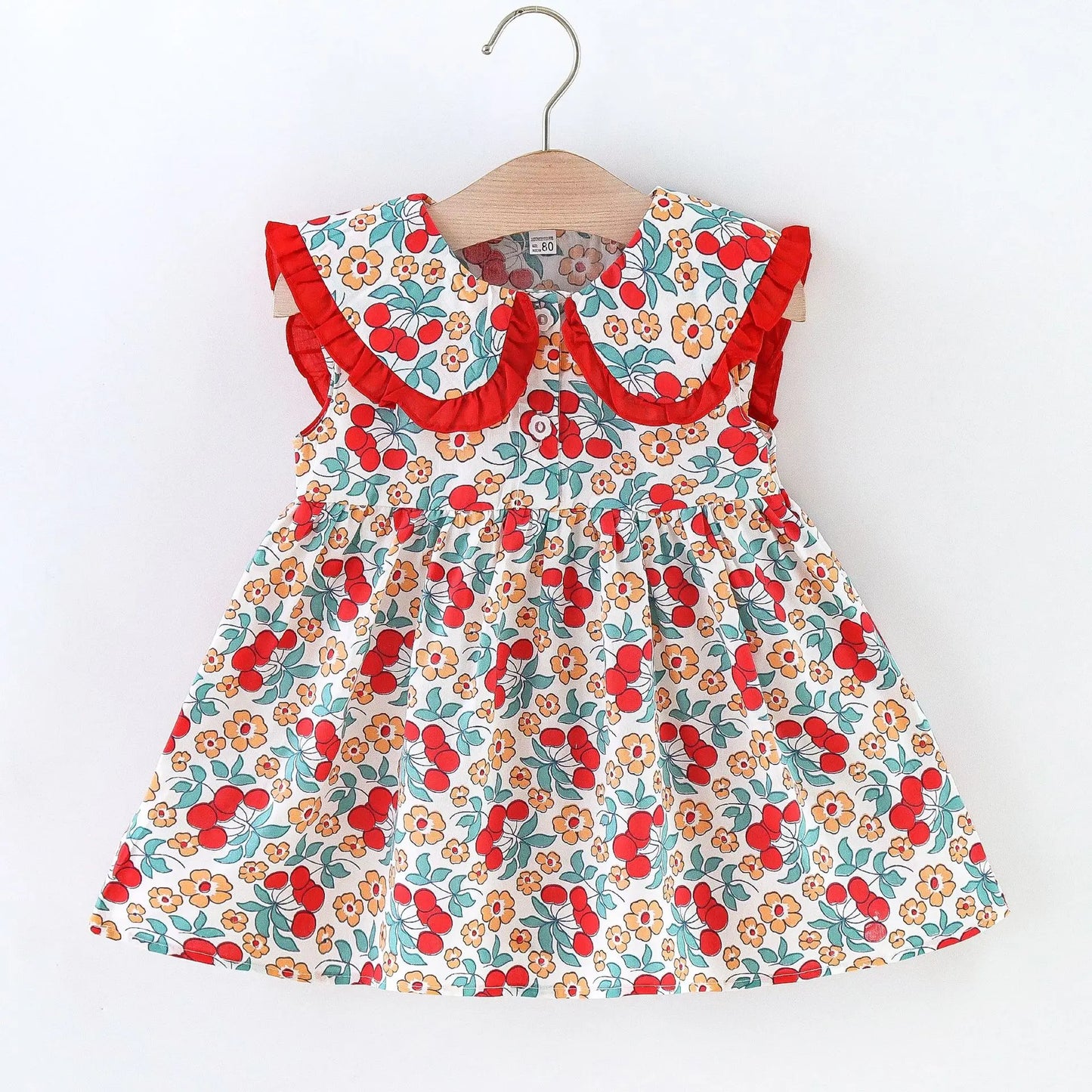 Sweet Toddler Baby Girls Sleeveless Floral Dress Summer Cute Navy Collar Thin Section Children Clothes 0 To 3 Years Kids Costume