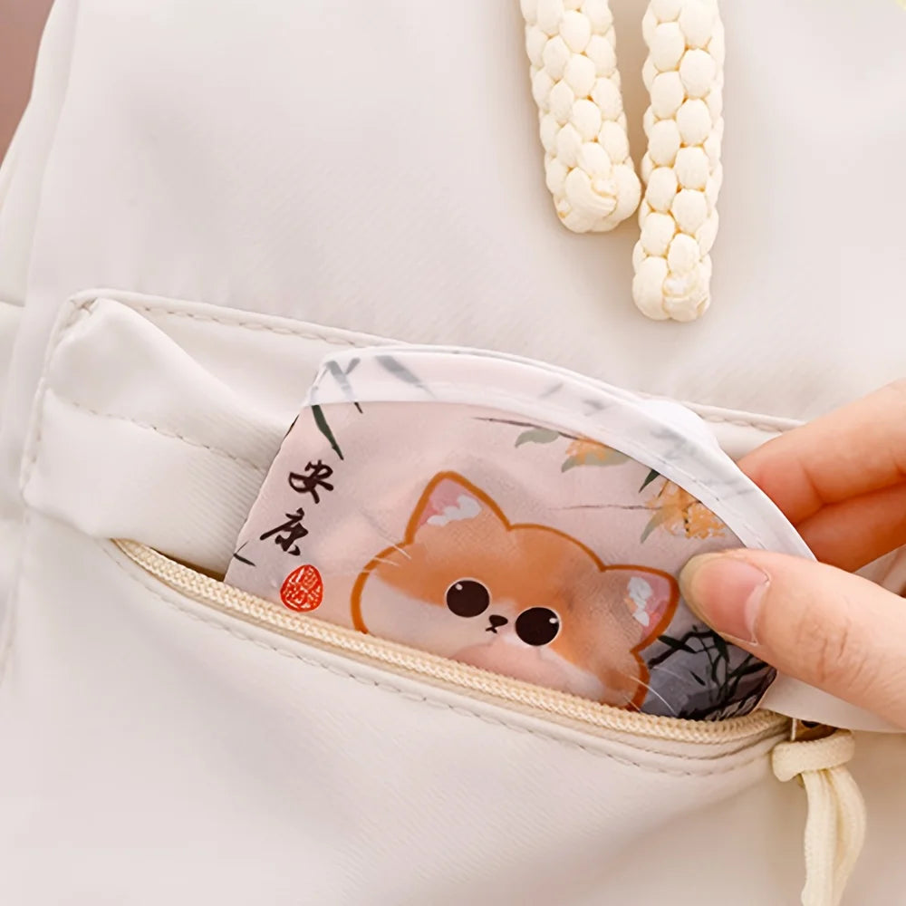 4Pcs Cute Cat Folding Fans, Maneki-Neko 2-in-1 Cooling & Sun Protection, Portable Handheld w/ Bag, Summer Holiday Gift