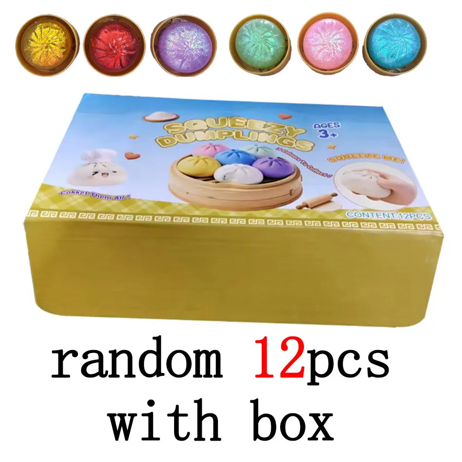 Dumpling Pressure Dumpling Squishies Cute Colorful Bun Toy Slow Rising Stress Relief Fidget Toy for Kids Adults Anti-Anxiety Gif