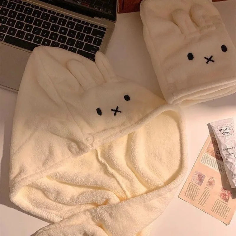 New Miffy Rabbit Cute Creative Cartoon Pattern Simple Fashion Soft Skin-Friendly Absorbent Quick-Drying Sweet Hair Drying Cap
