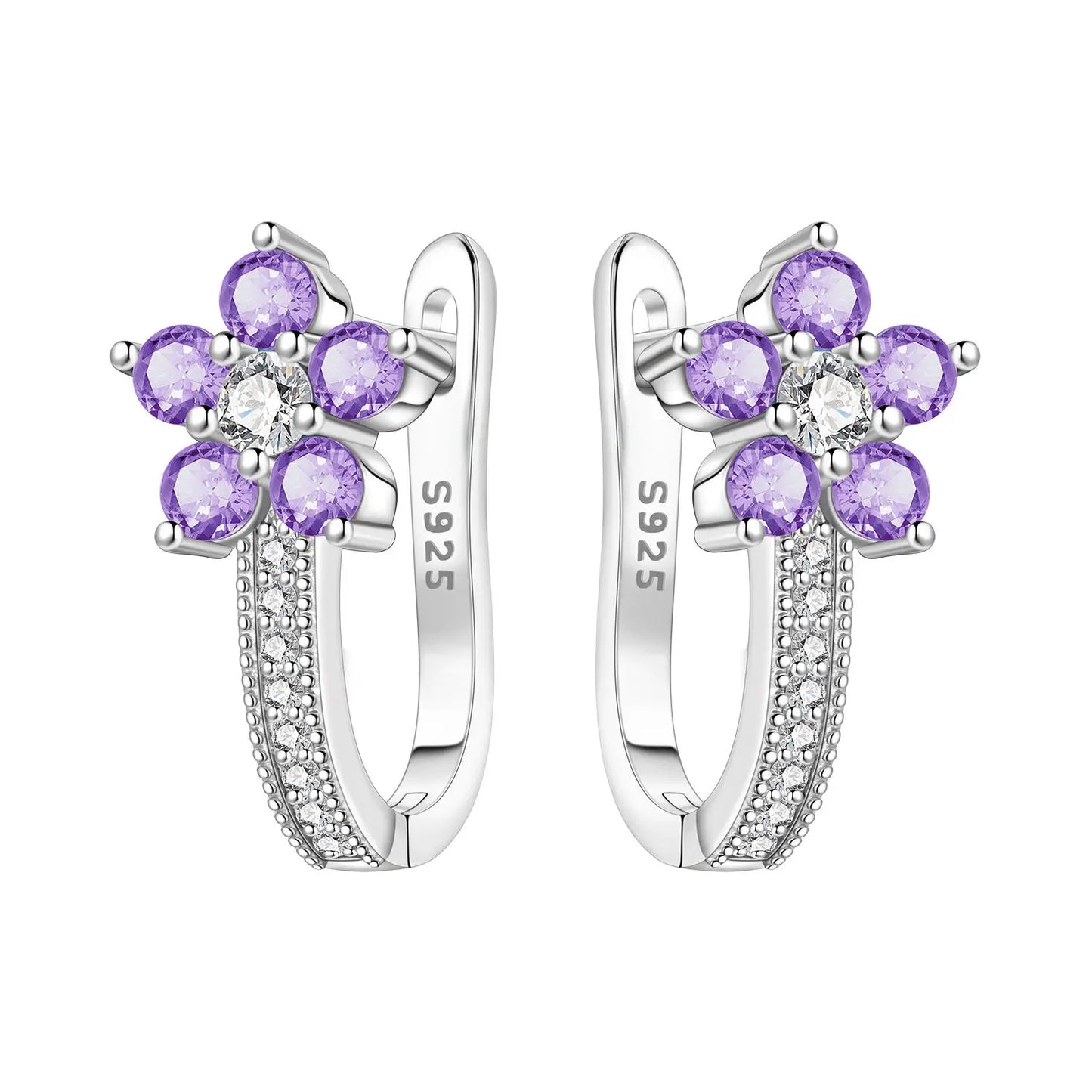CYCUFF S925 Sterling Silver Purple Flower Series Earrings Hoop Earrings Women Jewelry Original Trendy Anniversary Gifts