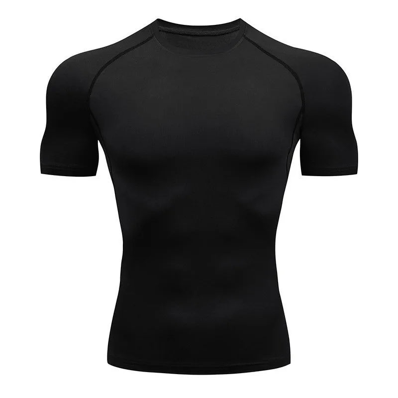2-Piece Compression T Shirt Men Summer Sportswear Running T-shirt Elastic Quick Dry Sport Tops Athletic Gym Workout Shirts Men