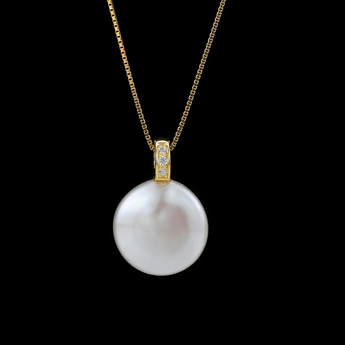 YWYC S925 Sterling Silver Necklace Natural Freshwater Pearl 12 -13mm Baroque Button Pendant Necklace for Women Fine Jewelry