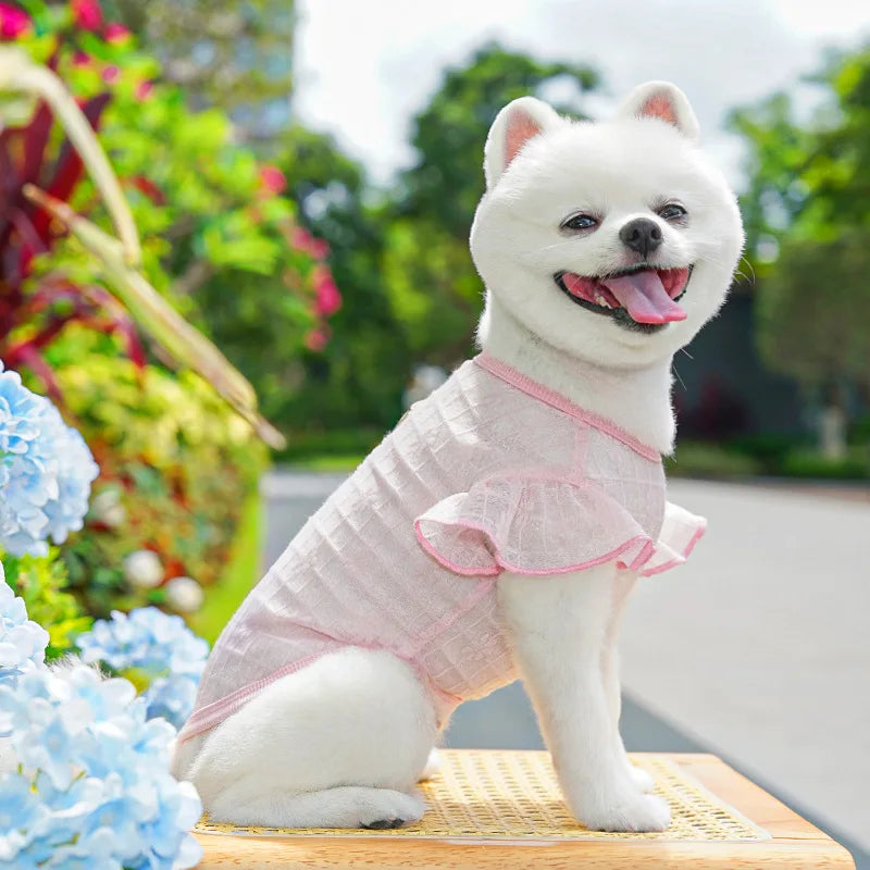 Dog Cooling Vest Thin Print Dog Clothes Summer Fashion Pet T Shirt Fly Sleeves Girls Dog Clothing Chihuahua Bichon Puppy Vests