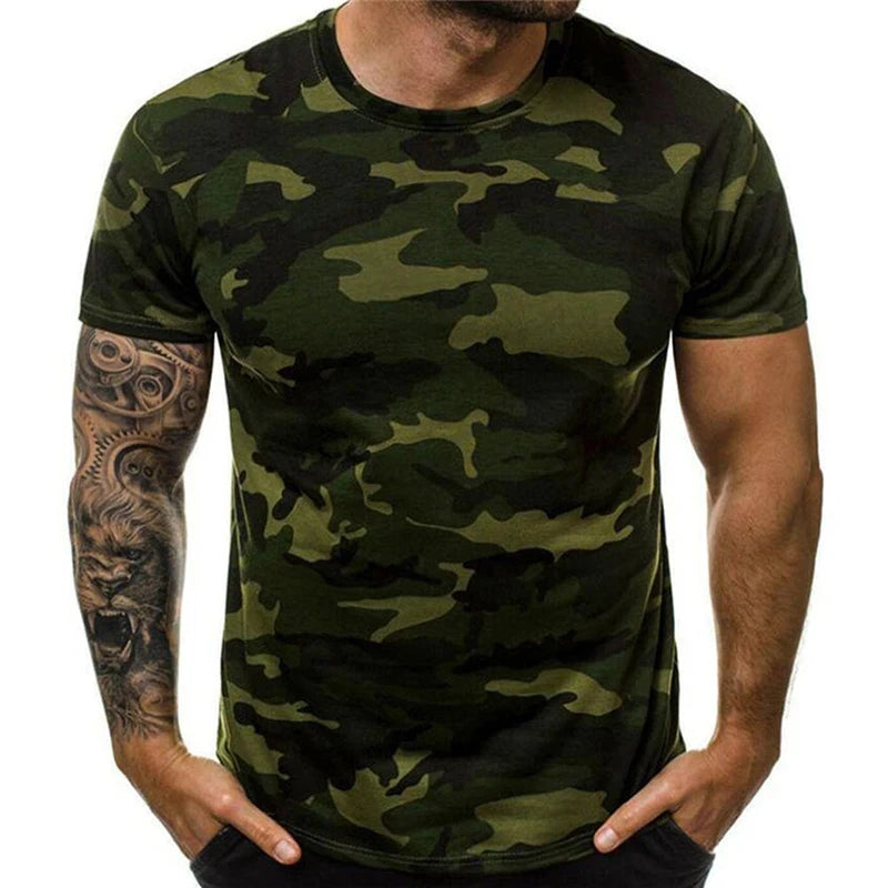 Camouflage 3D Printed Pattern T-Shirt Short Sleeve Men's Clothing For Summer T Shirts Comfortable Top Outdoor Sportwear