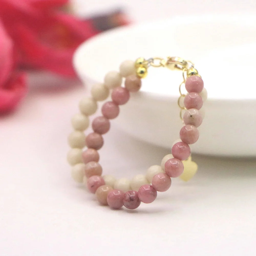 Fashion Lovely Natural Stone Crystal Bracelet Baby Baptism Lobster Clasp Parts Yoga Christmas Wedding Girls Gift Jewelry Charm