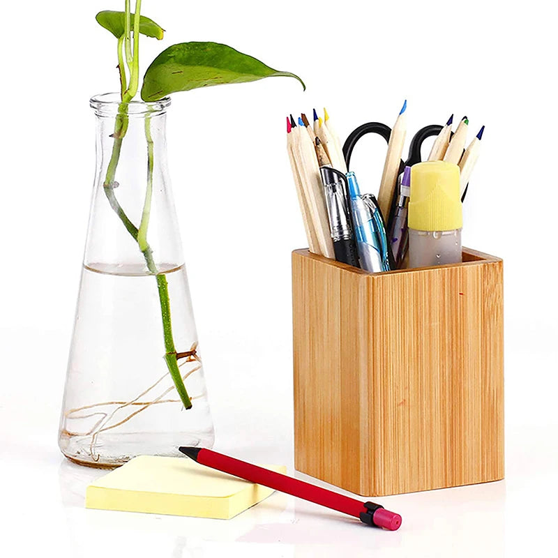 Desktop Storage Pencil Organizer Stationery Multifunctional Home Study Office Bamboo Pen Holders Desktop Organizer