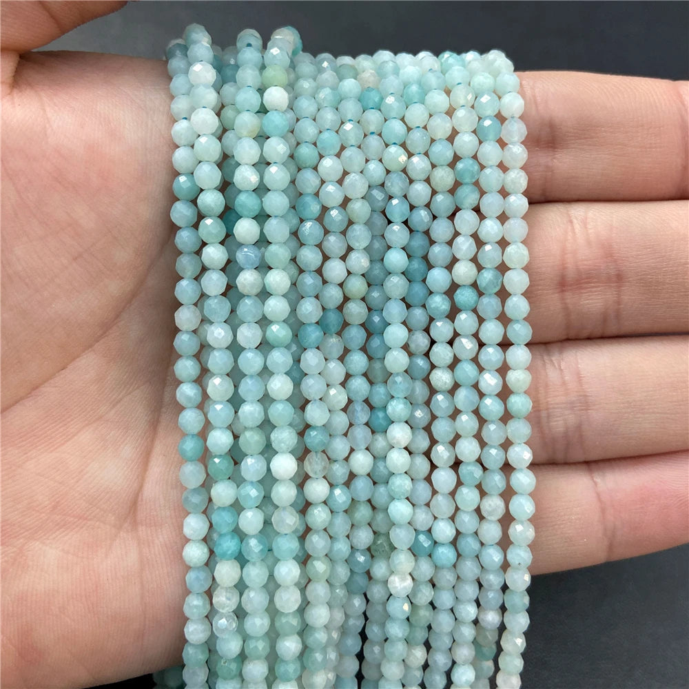 2mm 3mm 4mm Faceted Natural Stone Pink Rose Quartzs Crystal Beads Round Amethysts Loose Beads for DIY Jewelry Making Necklace