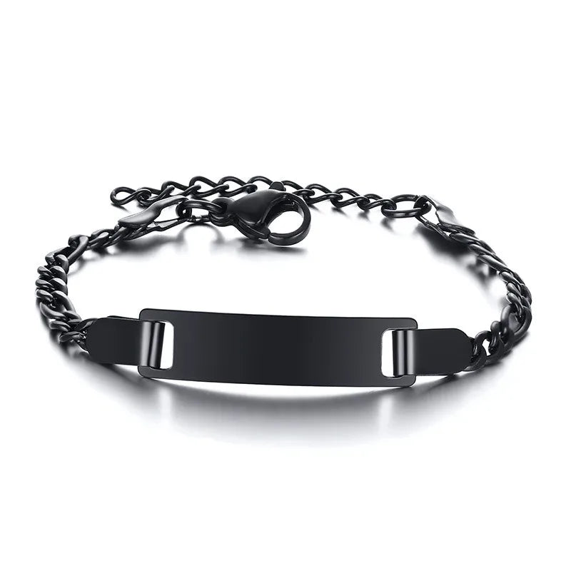 Customized Name & Text Gold Plated Stainless Steel Link Bracelet Fashion Personalized Custom Jewelry Men Women