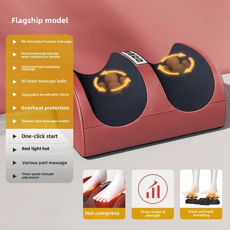 Electric Foot Massager Shiatsu Kneading Deep Tissue Relax Heated Roller Calf Pain Relief Fatigue Muscles Vibrator Machine Health