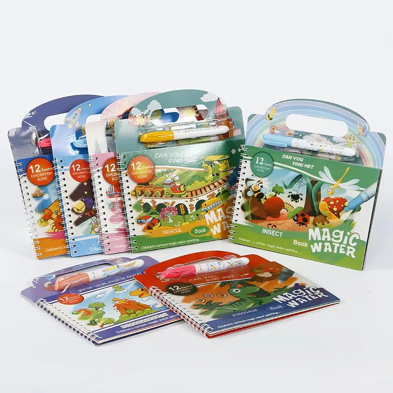 Magical Water Painting Book Toddler Early Education Toys Reusable Magic Drawing Coloring Book for Kids Children Montessori Toys