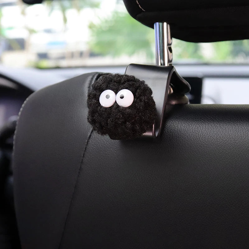 2PCS Cute Cartoon Ball Toy Car Seat Back Hooks Storage Vehicle Headrest Organizer Hanger for Groceries Bag Handbag Decoration