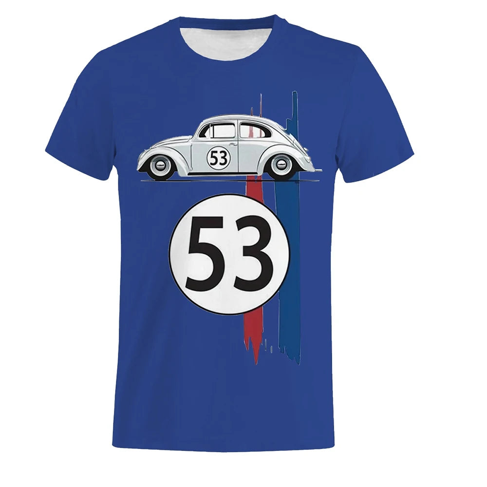 Motorcycle Beetle 53 Number T Shirt Men Car Short Sleeve Simple Herbie Tees Tshirts Rally Car Male Black Printed 3D t shirt