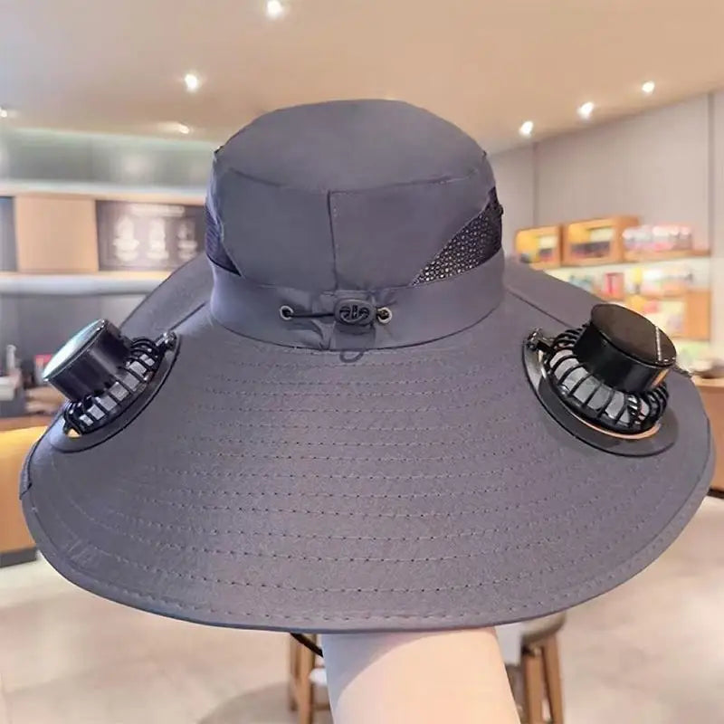 【SE】Solar Powered Sun Hat Cooling Fan UV Protection Outdoor Hiking Fishing Camping Summer Travel Bucket Hat Sun Protection Hat