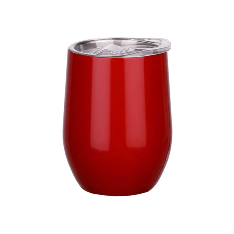 12OZ Wine seal Cover Custom Logo Mug Vacuum Insulated Thermos Garrafa Termica  Egg Shape Coffee Tumbler  Wine Beer  With Lid