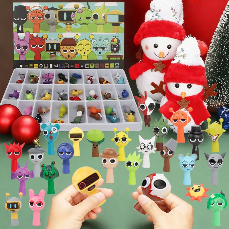 2025 Christmas Advent Calendar Mini Figures Toys Horror Countdown Calendar 24 Days Figure Box Set For Kids XMAS Birthday Gift