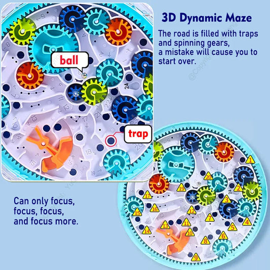Intellectual Escape Maze Challenge, Maze Disk Gear Track Ball, Logic Training, Attention Enhancement, Children's Game Controller Toy, Parent-Child Interactive Hand-Eye Coordination Educational Toy, Holiday Gift
