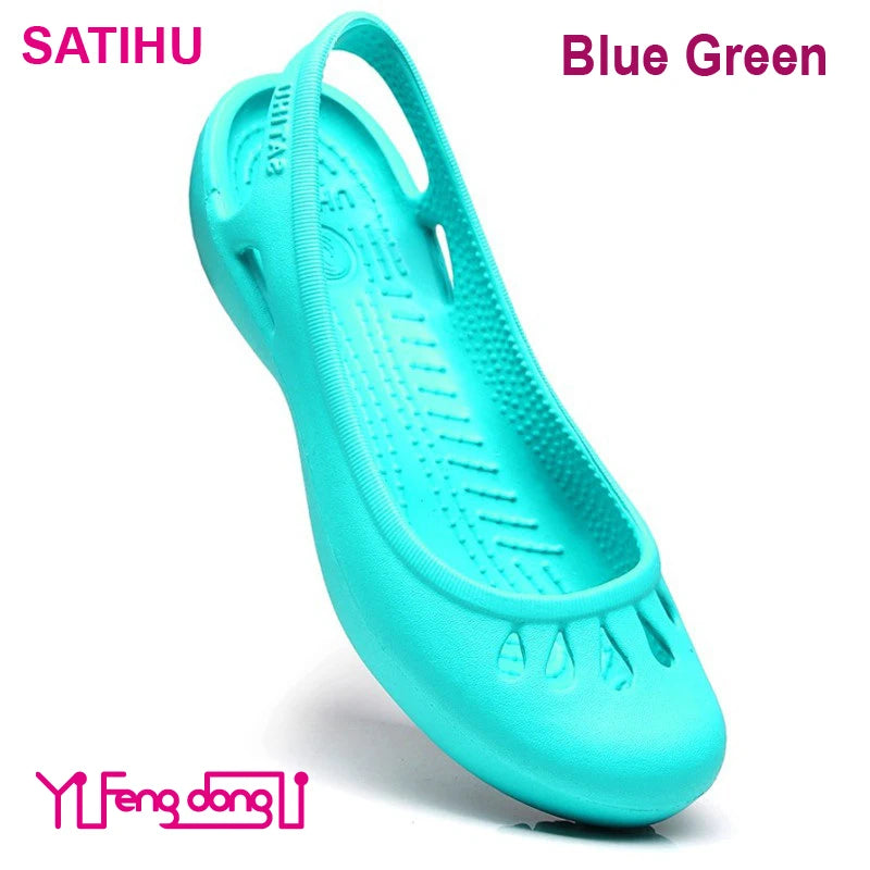Ultralight EVA Clog Satihu Summer New Lightweight Anti Slip Hole Shoes For Women's Flat Bottom Sandals Nurse Outdoor Beach Jelly