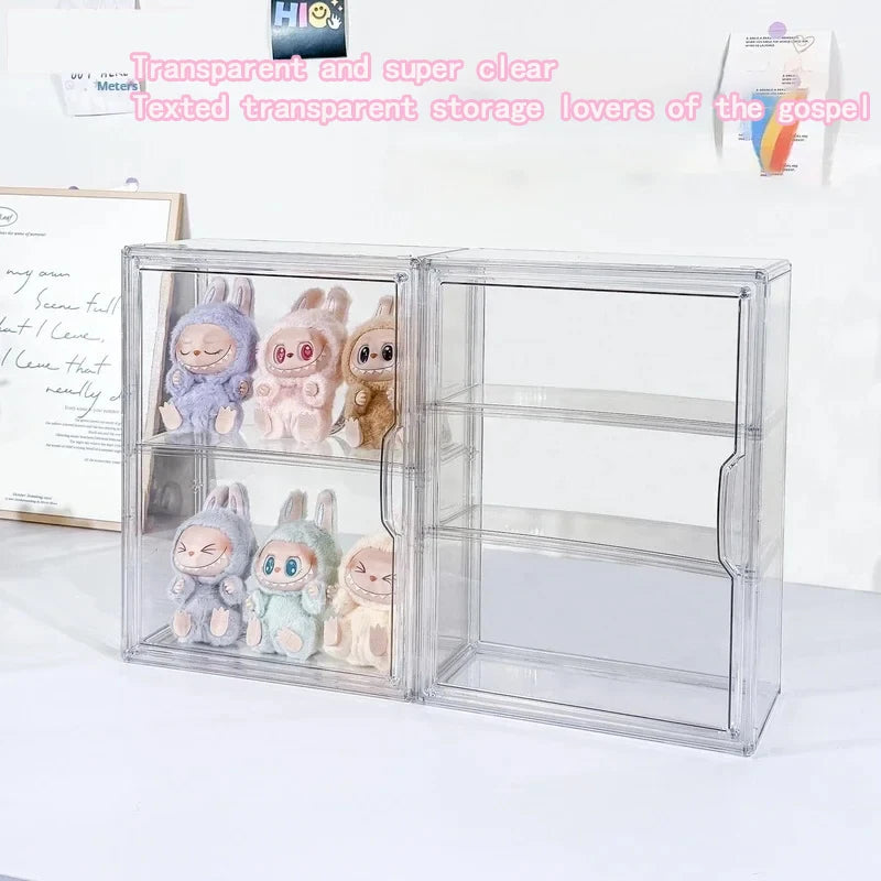 New Labubu Storage Box Transparent Acrylic Display Boxes Dustproof Doll Figure Blind Box Organizer Cabinet Display Stand