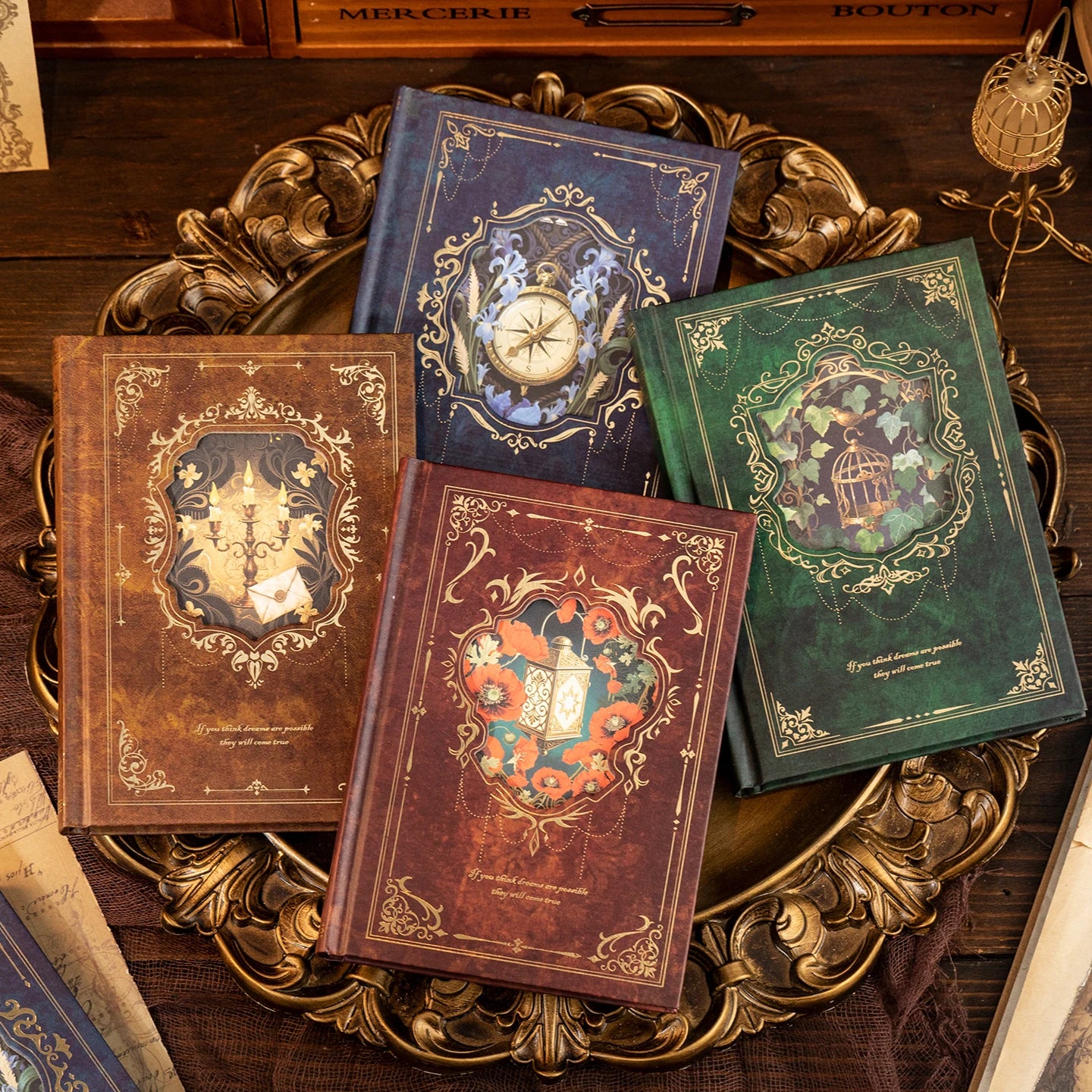 Mr.Paper 1 Book Vintage Style Notebook Set Gold Foil Writing Pad For Journaling Note Taking Retro Stationery Paper Sheets
