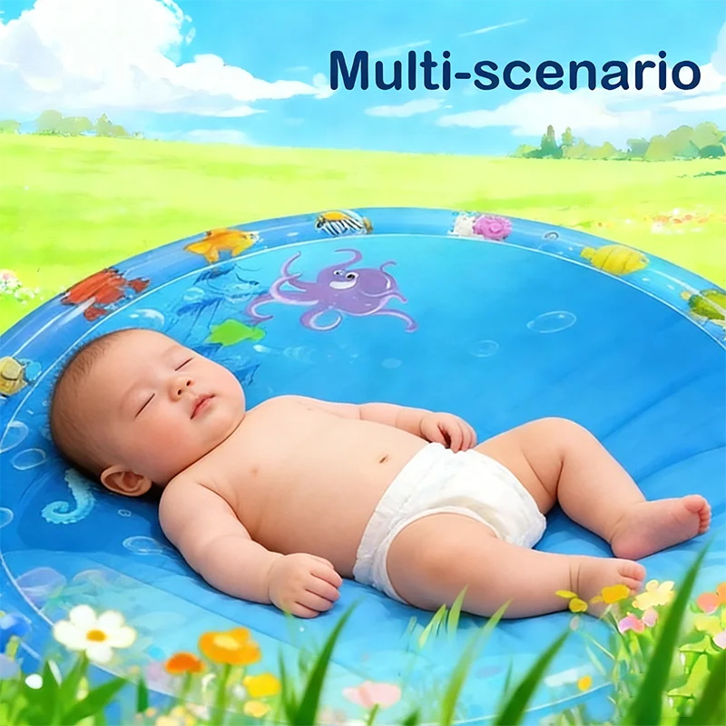 65/100cm Circle Inflatable Baby Water Play Mat Infant Toddler Kid Tummy Time Water Pad Cushion Early Educate Develop Activity