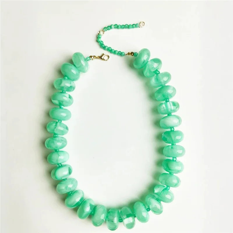 Bohemian Fashion Casual Dopamine Resin Bead Necklace Charms Chunky Jewelry Suitable for Women Daily Vacation Wear