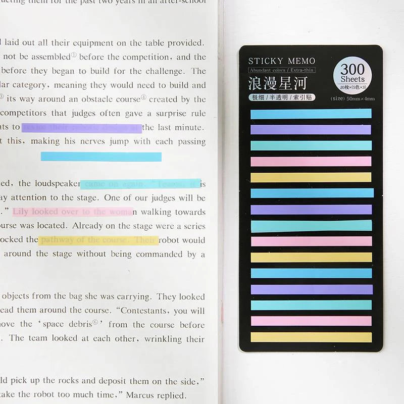 300 Sheets Rainbow Color Index Memo Pad Sticky Notes Paper Sticker Posted It Notepad Bookmark School Supplies Kawaii Stationery