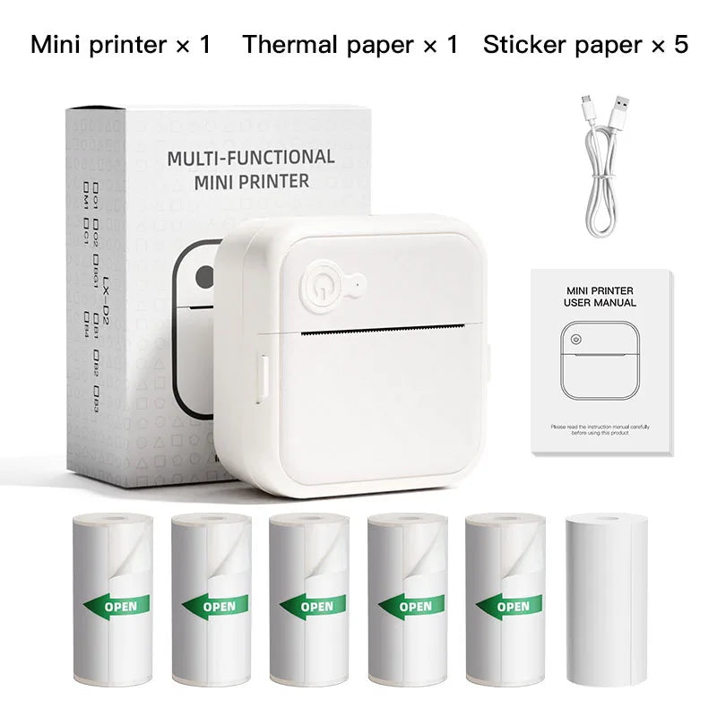 DOLEWA D8 Portable Mini Printers Wireless Bluetooth Inkless Sticker Maker Printer Tag Price Machine for Office School Kitchen