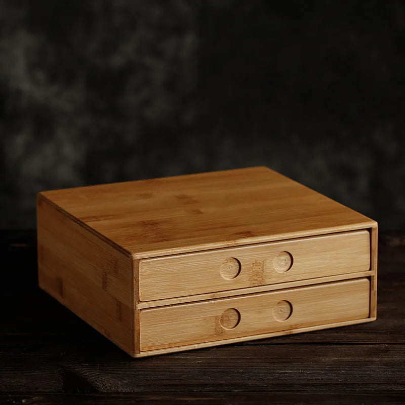 Bamboo Tea Box Puerh Tea Cake Box Simple Storage Organizer Multi-layer Tea Leaf Boxes Home Gift
