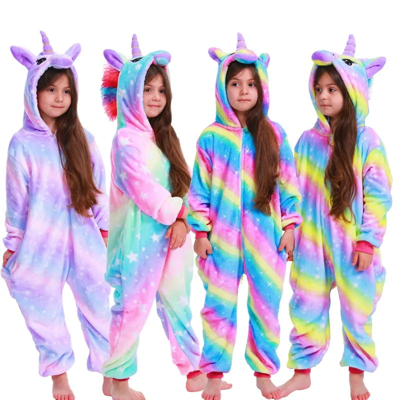 Kids Unicorn Onesie Costume – Hooded Kigurumi Pajamas in 8 Colors, Heights 95–145 cm