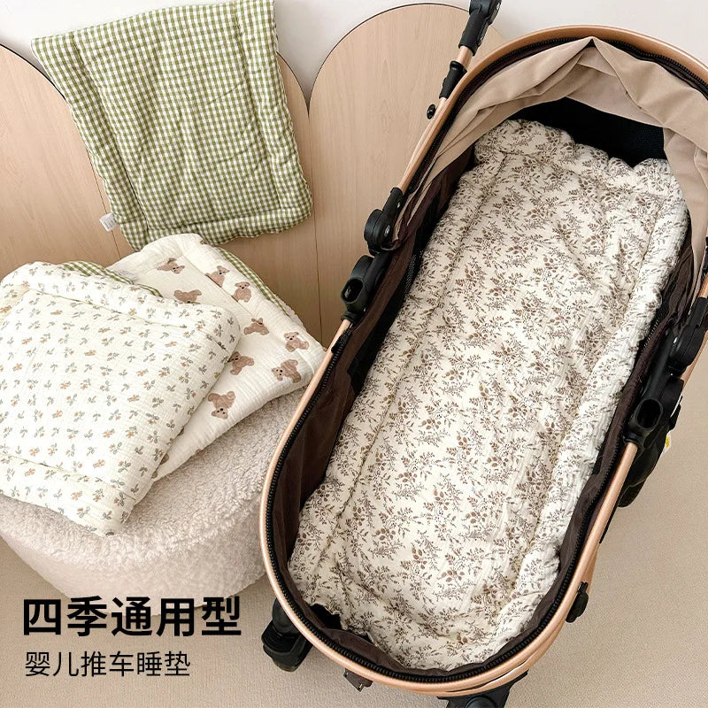 Universal Baby Stroller Mat Double Side Cooling Seat Cushion Soft Ramie Cotton Gauze Summer Cart Mat Stroller Accessories