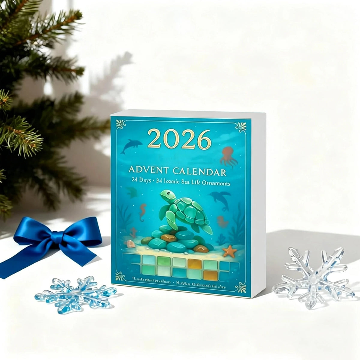Sea Glass Marine Life Advent Calendar 24-Day Ocean Theme Christmas Countdown Calendar with Cute and Realistic Sea Animals 2026