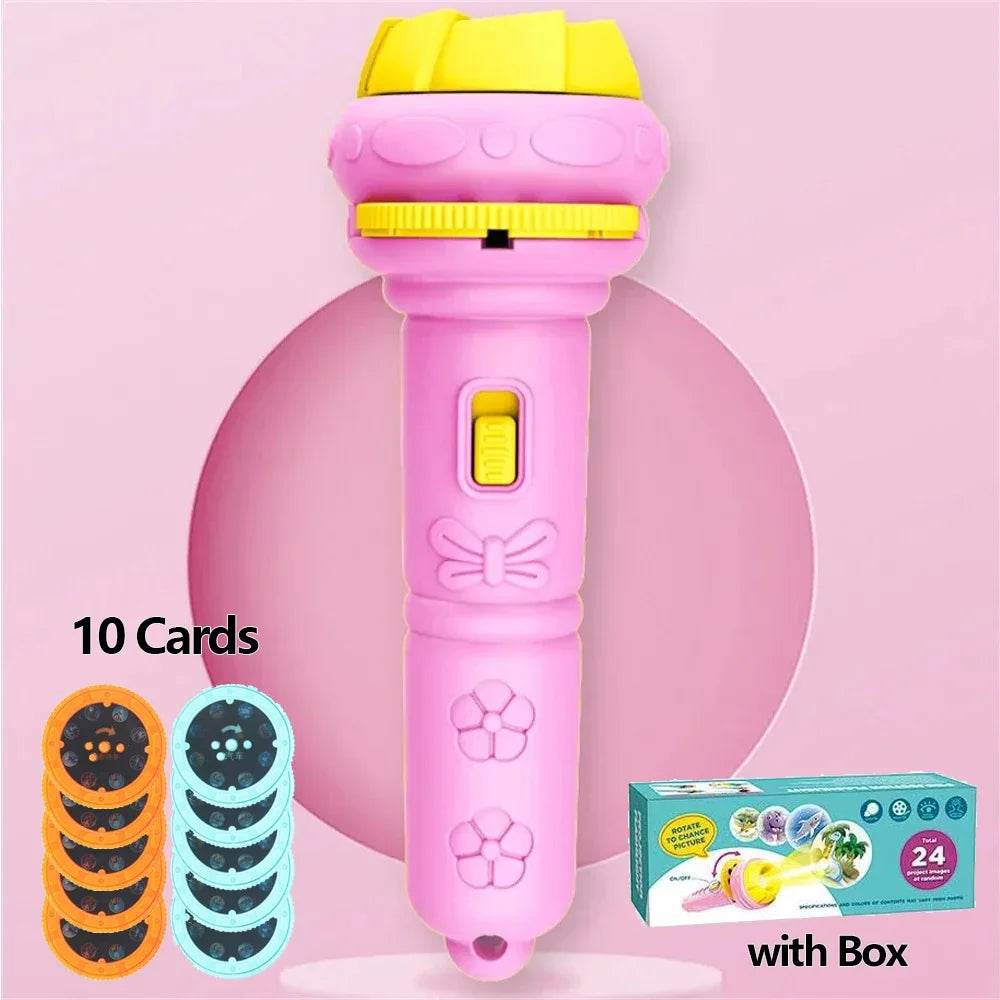 10Pcs Cartoon Projector Flashlight Cards, Creative Kids Flashlight Toy Projector for Children, Bedtime Story Toy for Babies