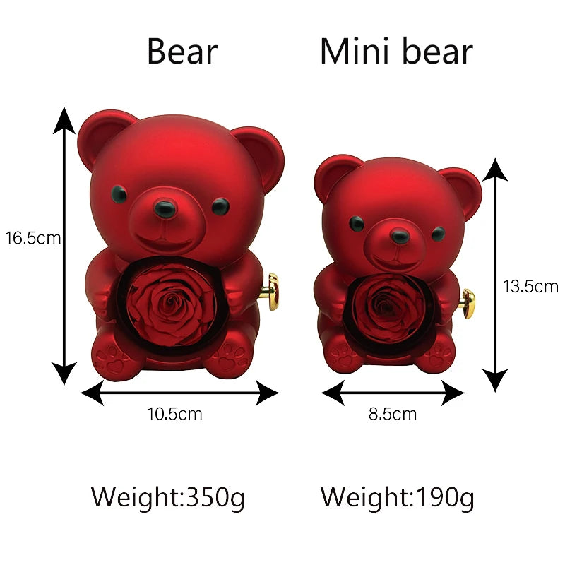 Mini Delicate Heart Engraved Necklace Lovely Bear Jewelry Boxes Valentine's Day Mother Day Birthday Gift Paper Bag Set