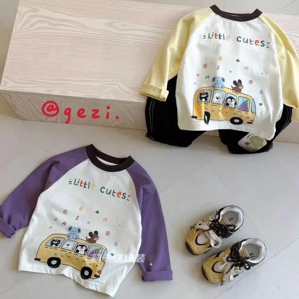 Boys T-shirt 2026 Spring/summer New Childrens Clothes Boys and Girls Cute Cartoon Printed Cotton Long-sleeved T-shirt Daily