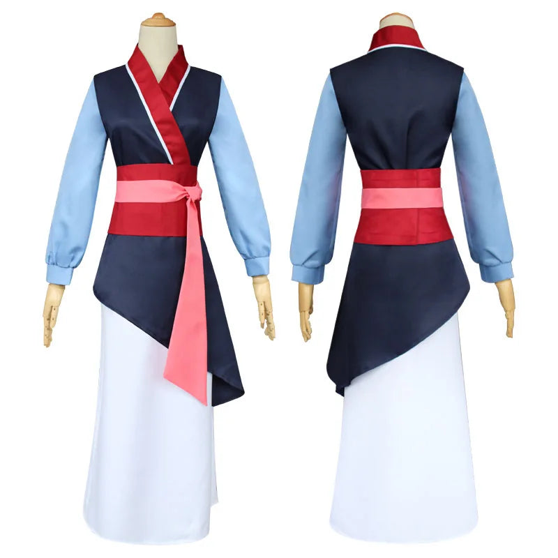 Mulan Cosplay Costume Women Princess Mu Lan Dress Chinese Hanfu Heroine Outfit for Halloween Comic Con