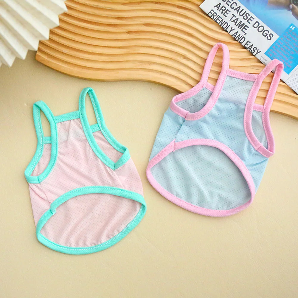 Pet Summer Breathable Ice Silk Cooling Strap Dog Cool and Comfortable Cool Clothes Solid Color Simple Dog Clothes