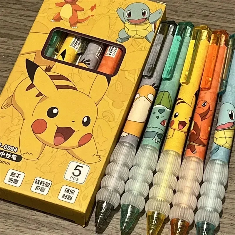 5/10 Pokémon gel pens black ink student exam practice pens Squirtle Charmander cute click-type gel pen set study stationery