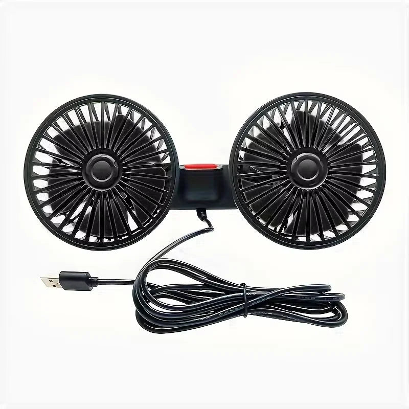 3-speed Car Seat Back Cooling Fan USB Charge Dual Head Fan 360 Degree Rotation Neck Cooler for Summer Car Accessories