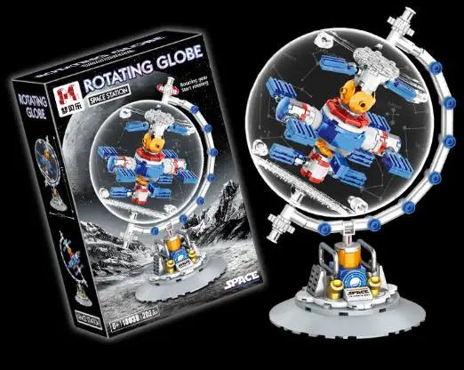 Light Up Globe Building Blocks STEM Toy for Girls DIY Rotating LED World Globe Model Science Educational Gift Home Decor