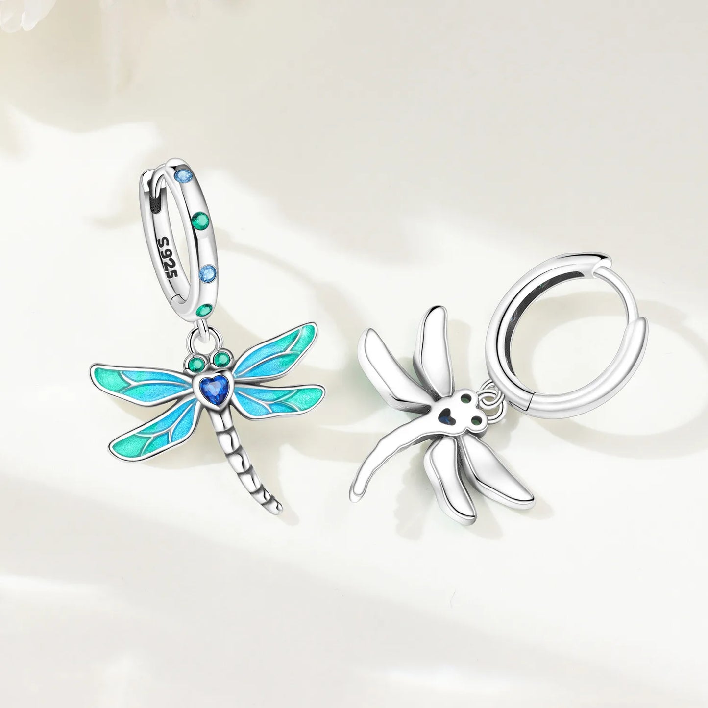 MISEFF S925 Sterling Silver Earring Exquisite Insect Gradient Dragonfly Earrings Original Jewelry Birthday Gifts For Women