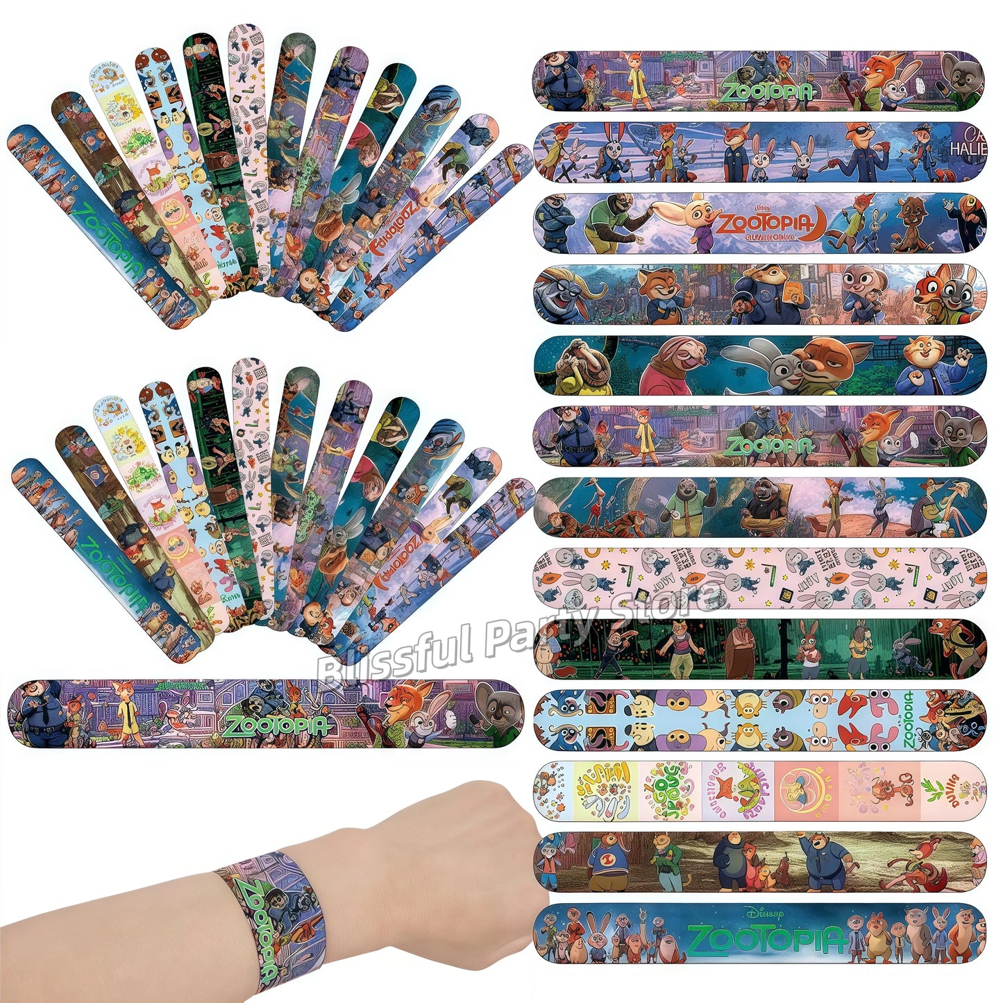 Zootopia Party Favors Slap Bracelets Keychain Stamp Popcorn Box Gift Bag Fillers Kids Birthday Decor Baby Shower Supplies Gifts
