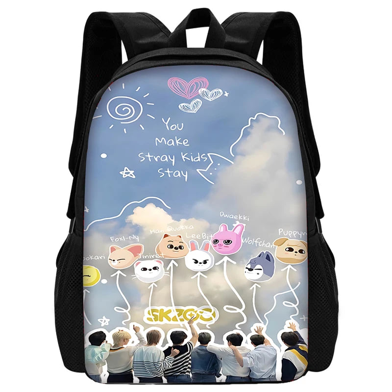 Child School S-Skzoo-o k-Kpop Stray Kids Backpack With Shoulder Bag Pencil Bags School Bags for Boys Girls Best Gift