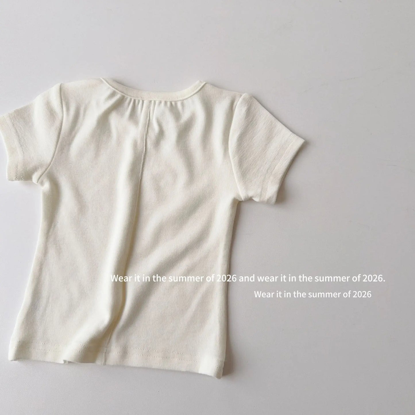 Girls T-shirt 2026 Spring and Summer New Childrens Clothes Korean Girl Baby Solid Color Simple Baby Cotton Short-sleeved T-shirt