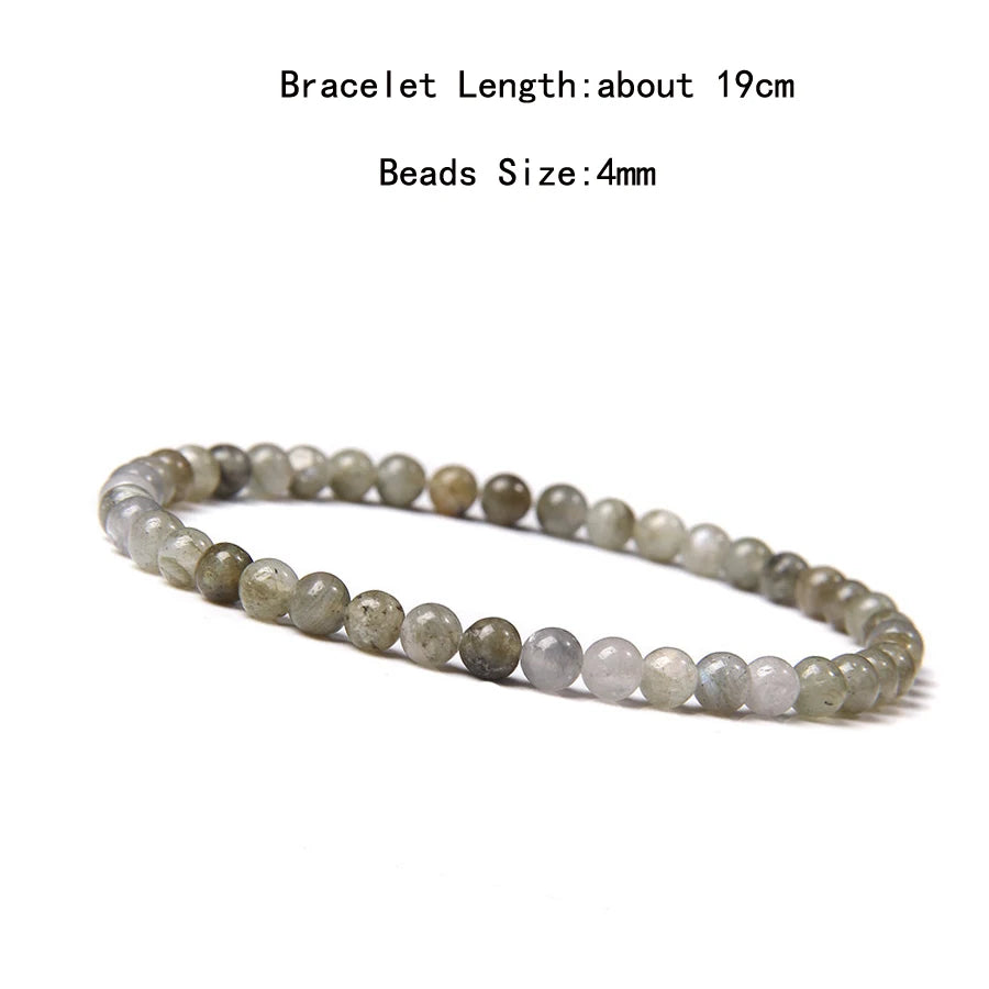 4mm Quartz Agate Bead Natural Stone Beaded Bracelet Lava Rock Tiger Eye Black Onyx Crystal Women Men Yoga Healing Chakra Jewelry