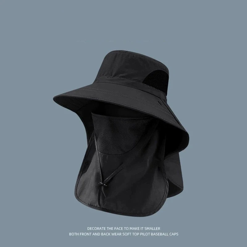 Summer Sun Hats UV Protection Outdoor Hunting Fishing Cap For Men Women Hiking Camping Visor Bucket Hat Neck Flap Fisherman Hat