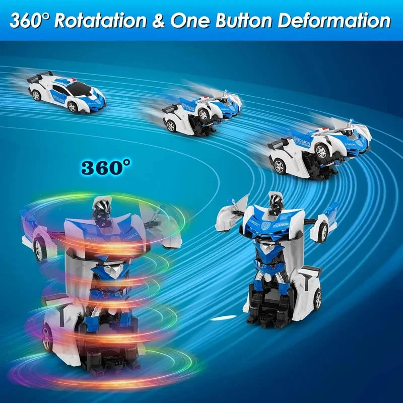 2-in-1 Electric Remote-Controlled Transformable Robot Model Racing Car Toy 360° Drift Rotation One-Button Transformation Childre